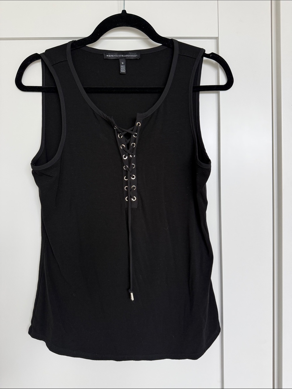 White House Black Market Black Lace-Up Front Tank